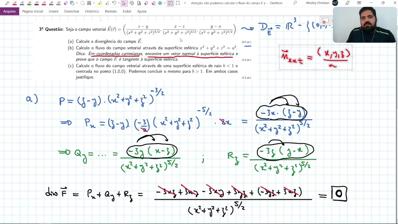 Cálculo 3 - Teorema de Gauss - Exemplo extra do aulão de revisão