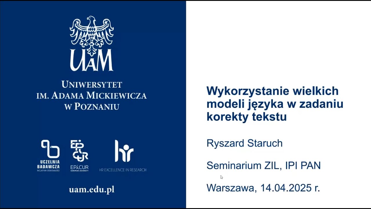 Ryszard Staruch – Wykorzystanie wielkich modeli języka w zadaniu korekty tekstu