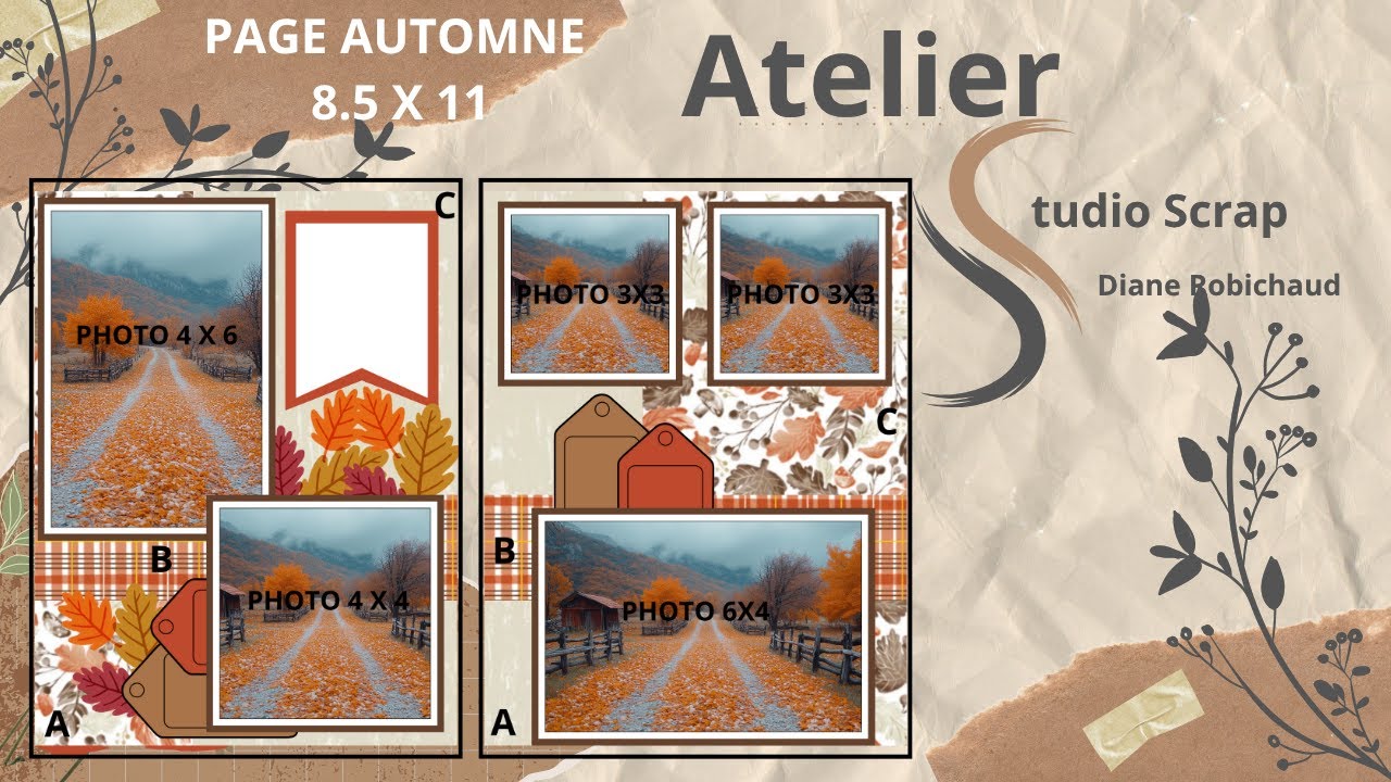 Rangement et page de scrapbooking 8.5x11 sur le thème de l'automne