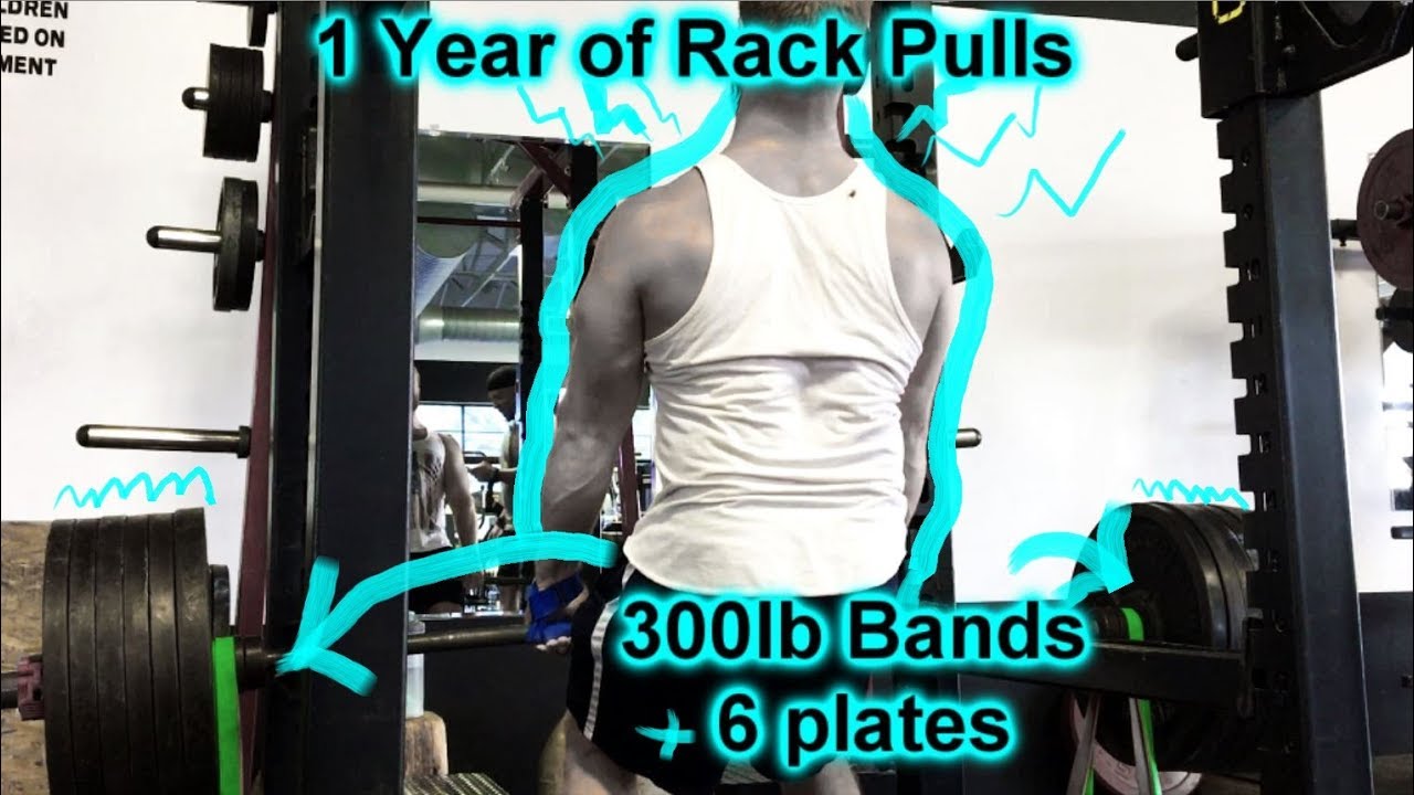 1 Year of Alpha Rack Pulls - Traps Progress - Banded Above the Knee Rack Pulls