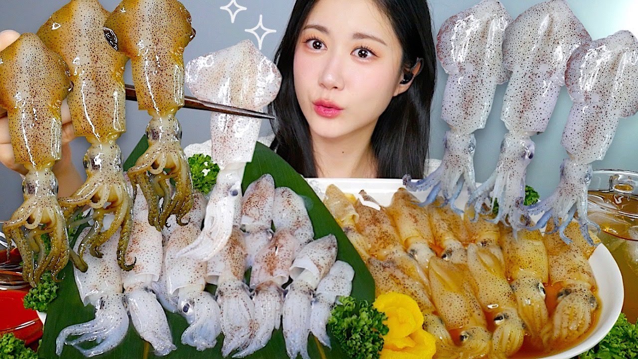 싱싱한 호래기회🦑호래기장🧡호래기 먹방😆 Raw Baby Squid 生ヒイカ | eating show | mukbang asmr