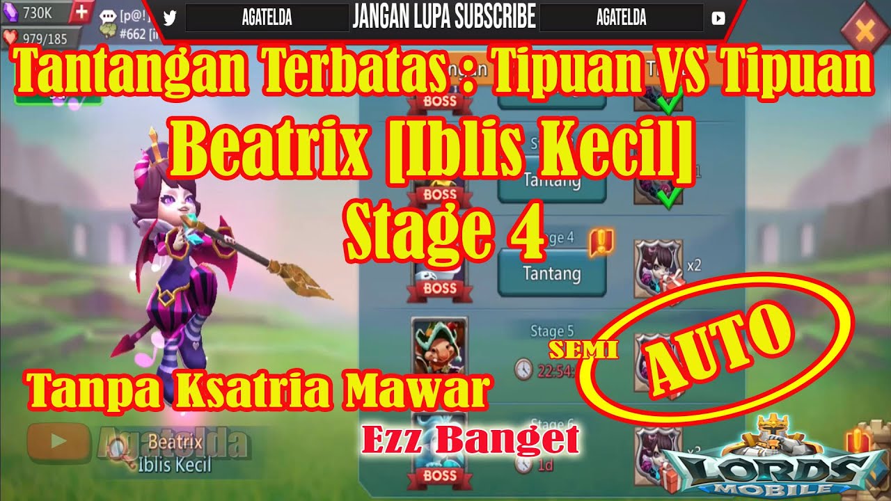 Tantangan Terbatas : Tipuan VS Tipuan Beatrix [Iblis Kecil] Stage 4 AUTO Tanpa Ksatria Mawar
