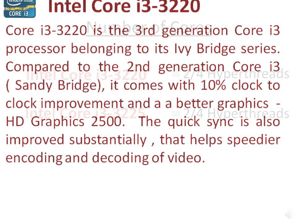 Core i3-3220 Vs Core i3-3225