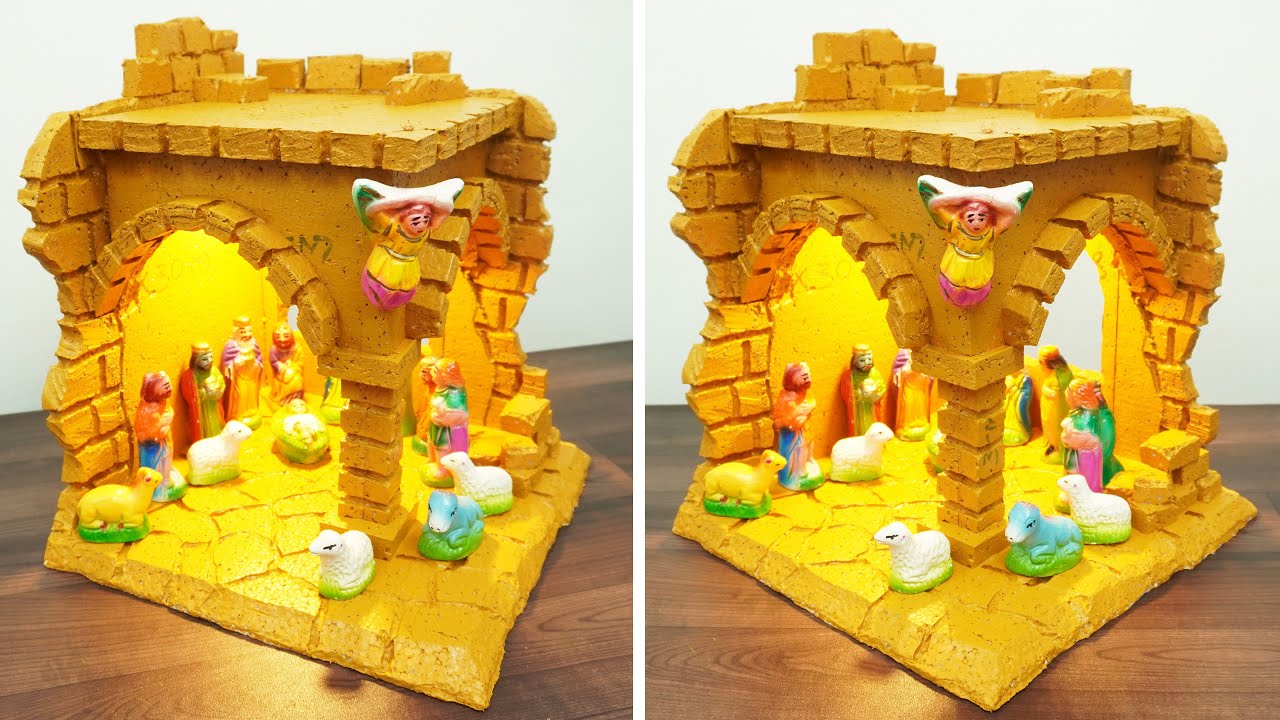 DIY Nativity Scene | How to Make Christmas Crib Using Thermocol | Easy & Simple Crib Making at Home