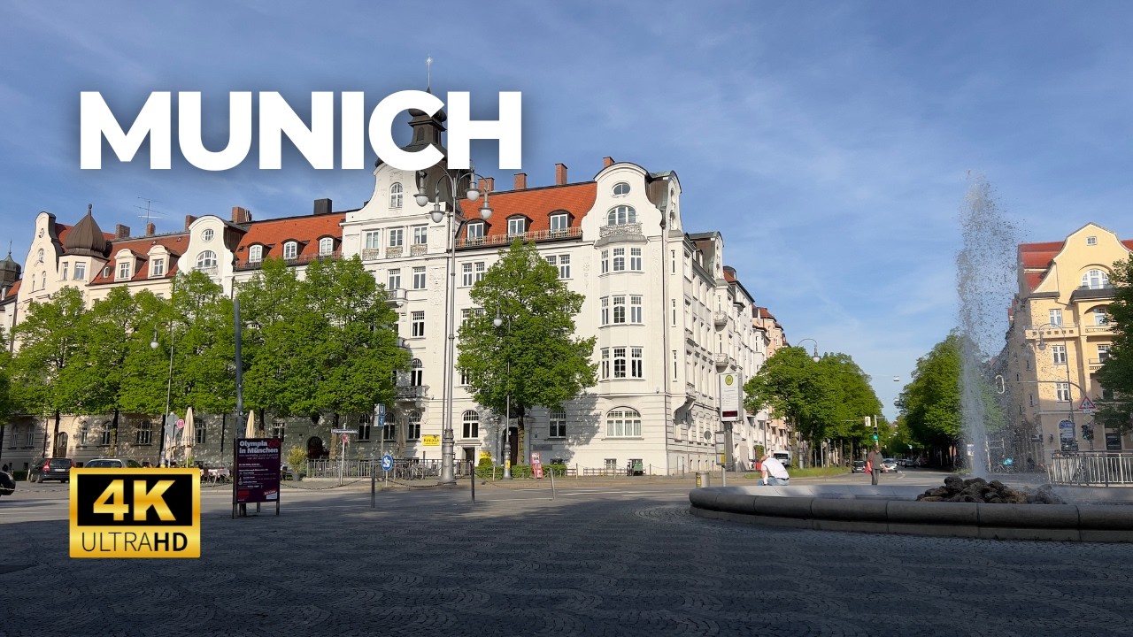 Munich, Germany: Sunset Walk from Prinzregentenplatz to M&uuml;nchner Freiheit - 4K 60fps