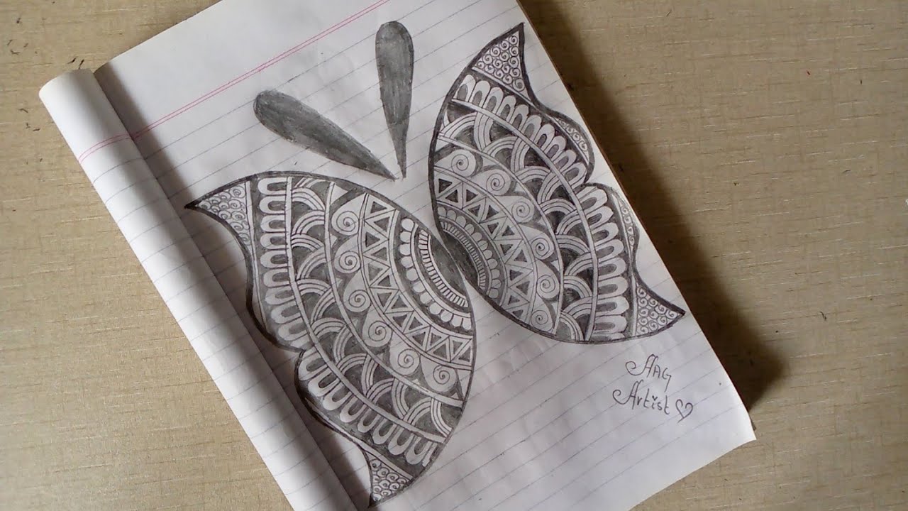 •AAG | Butterfly mandala art | easy mandala drawing for beginners #butterfly #mandalaart