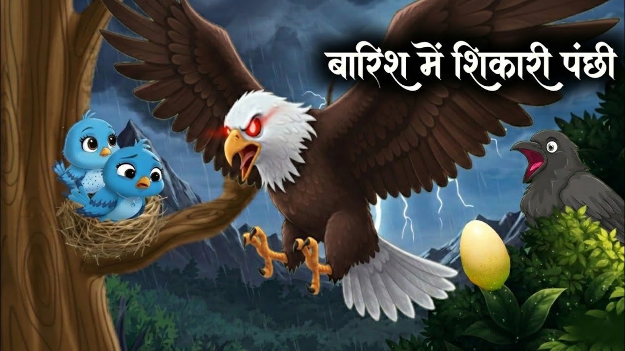 बारिश में शिकारी पंछी | Rano Chidiya Wala Cartoon  | Chidiya ki kahani | Kauwa Chidiya Cartoon