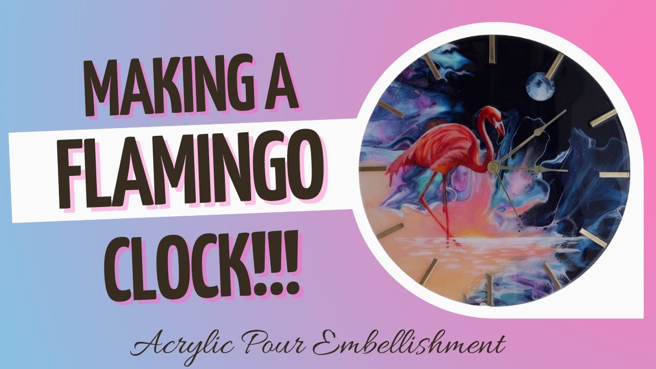 Pink Flamingo Acrylic Painting// Creative Clock Making Ideas