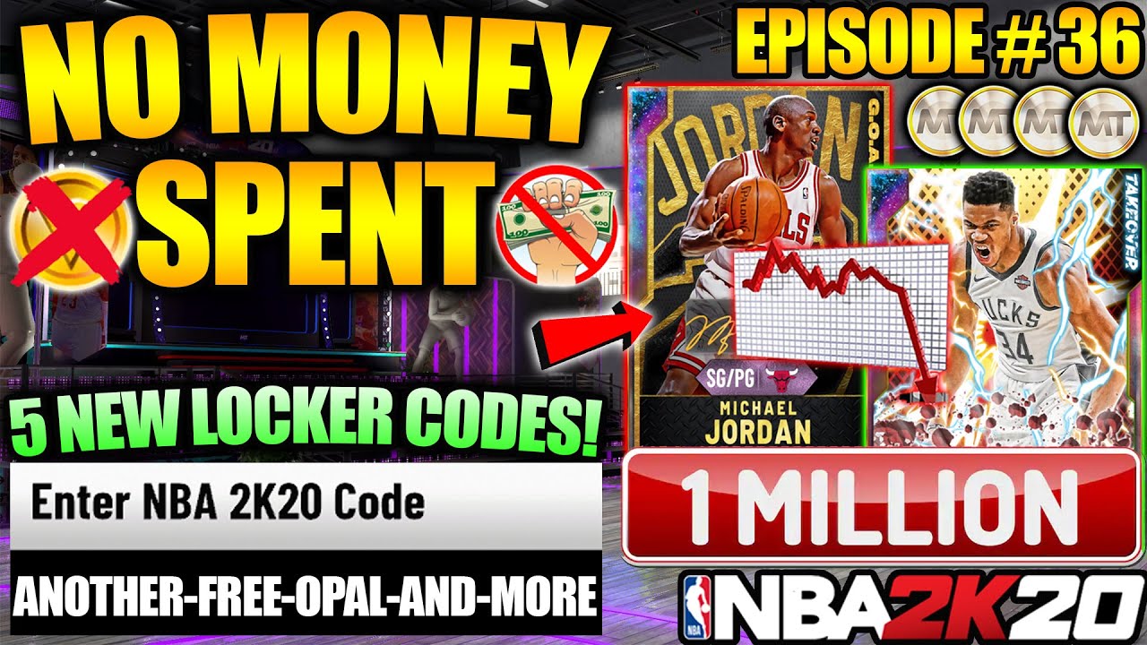 NBA 2K20 NO MONEY SPENT #36 - FREE GALAXY OPAL + WE MADE 1 MILLION MT + 5 NEW LOCKER CODES IN MYTEAM