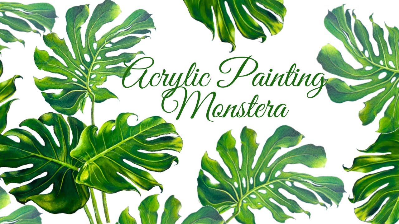Monstera Leaves Painting | Easy Acrylic Painting for Beginners | Tropical Leaves | Acrylic Painting