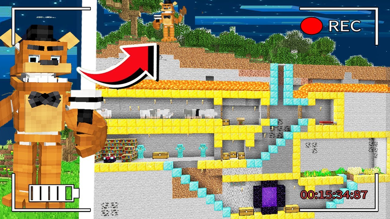 Construction d'un Bunker Ultra Sécurisé Anti-Freddy sur Minecraft survie Fnaf - ep 4