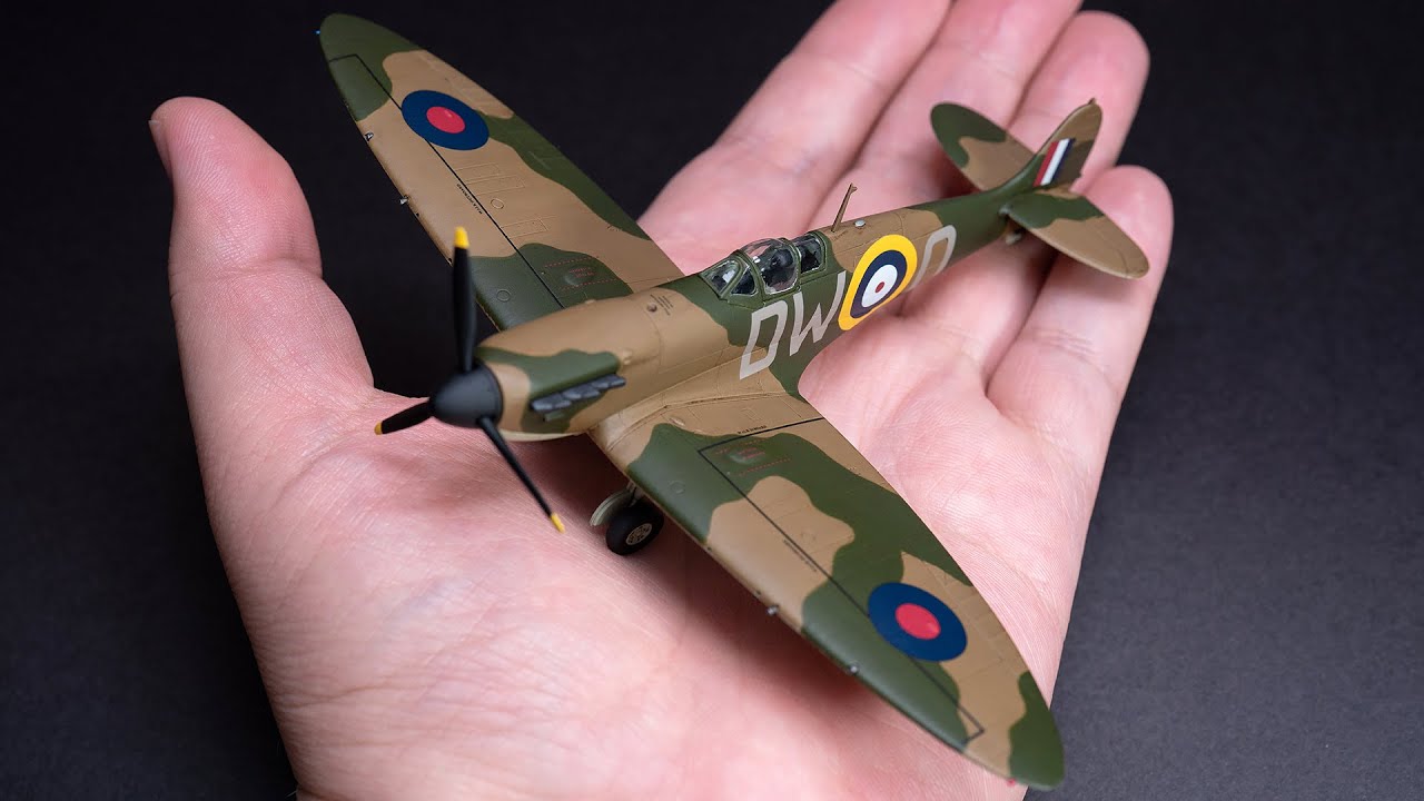 ПОЛНОЕ ВИДЕОСТРОЕНИЕ - Spitfire Mk.I 1/72 Tamiya, Акриловая краска и кисточка для начинающих (60748)
