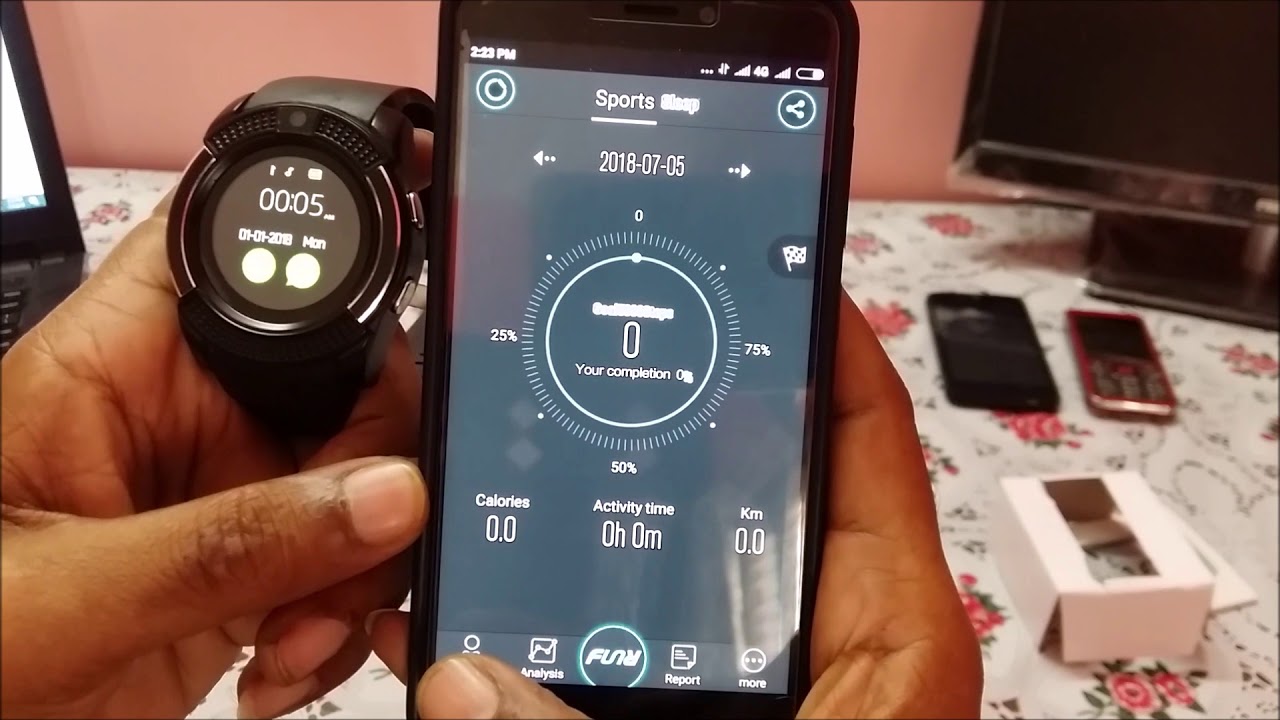 V8 Smart watch unboxing and application installation