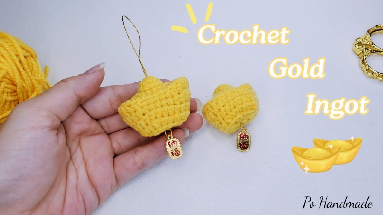 Crochet Gold Ingot | Lucky Gold Ingot Crochet | Crochet Gold Bar for Tet Decoration | Po Handmade