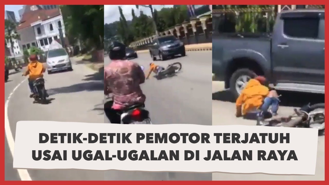 Viral Detik-detik Pengendara Motor Terjatuh Usai Ugal-ugalan di Jalan Raya