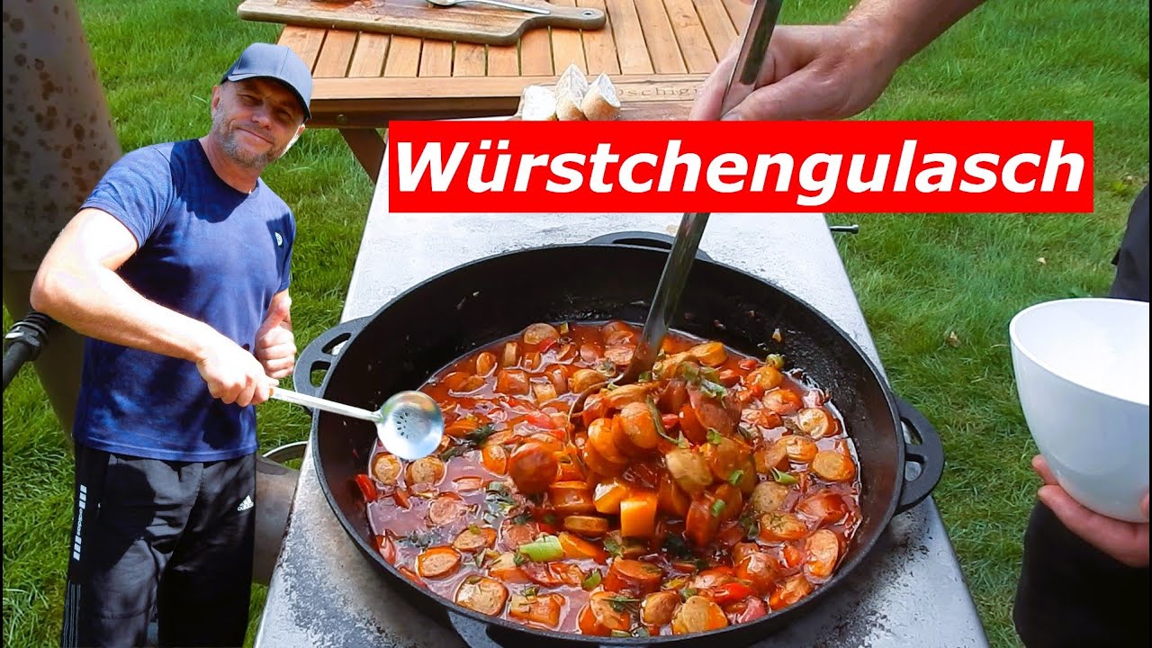 Wurstgulaschsuppe - eine Alternative zu Ungarische Gulaschsuppe. Party Suppe. Kazan , Dutch Oven