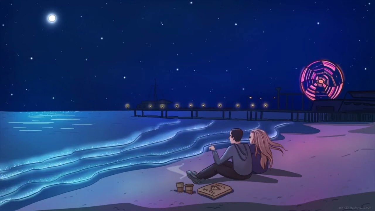 Lofi Night Beach: Romantic Couple's Ocean View 🌊🌙🎶