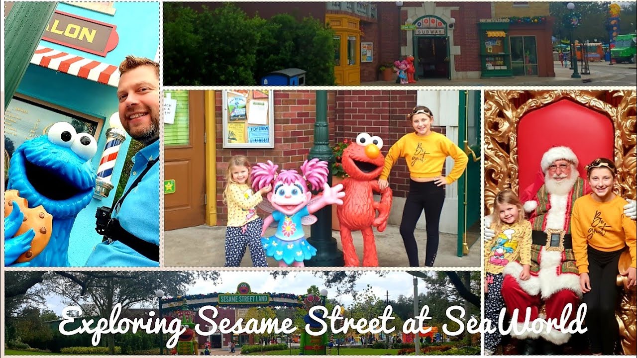 Exploring Sesame Street at SeaWorld. We saw Santa