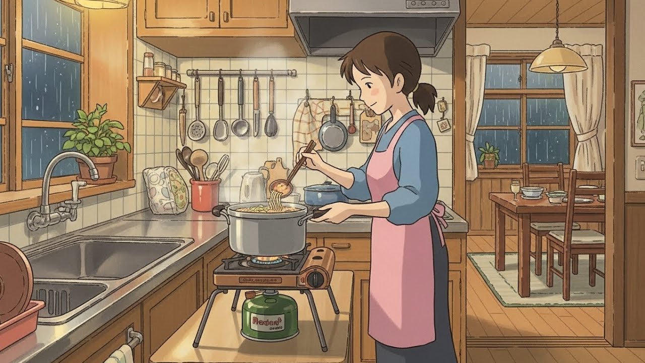 A Rainy Evening at My Childhood Home | Ghibli-Style ASMR 🌧️🏡 Slow Living