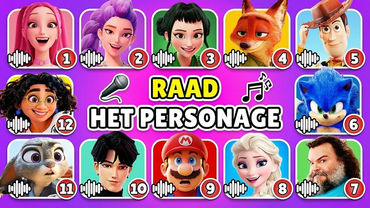 Raad De Filmkarakters Aan De Hand Van Het Liedje en De Stem 🎤🎵🔥 Zootopia 2, Kpop, Disney