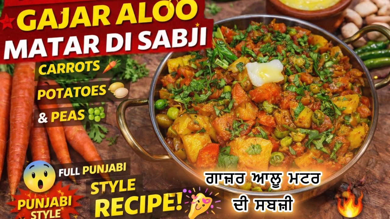 ਰੋਜ਼ ਦੀ ਸਬਜ਼ੀ 🥕ਪਰ ਸਵਾਦ ਕਮਾਲ ਦਾ! Gajar Aloo Matar sabzi quick recipe 3 सब्ज़ियाँ 1 ज़बरदस्त स्वाद 