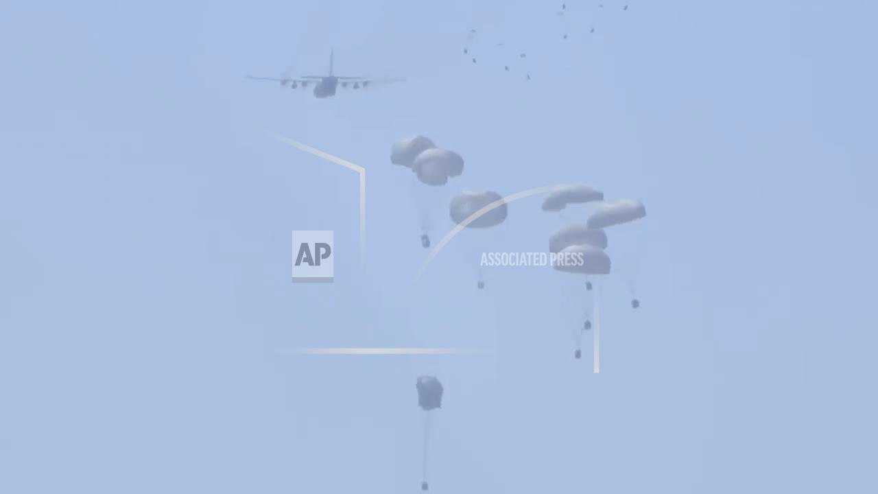 Planes drop aid over Deir al-Balah in Gaza Strip amid rising hunger