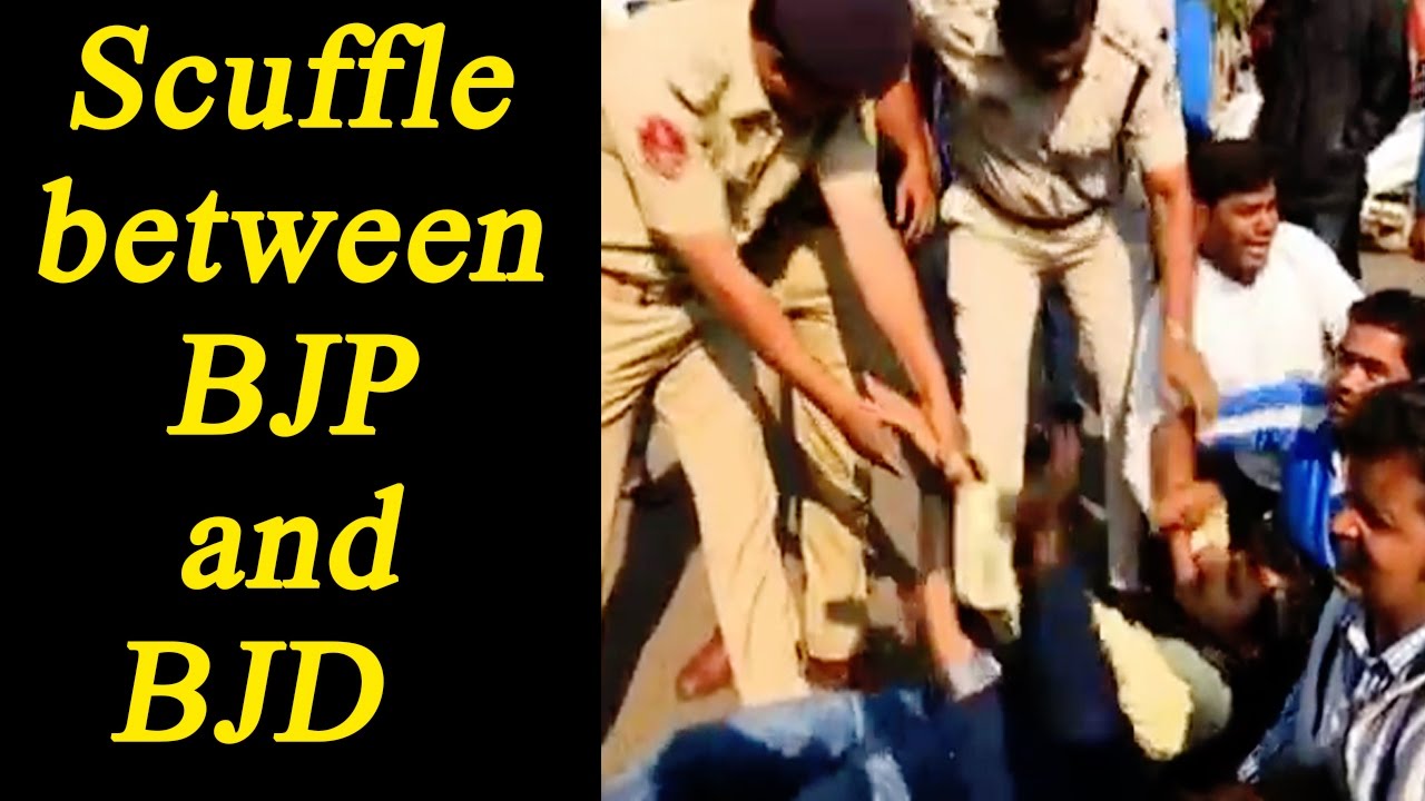 Scuffle broke out between BJP and BJD in Bhubaneswar, Watch video| Oneindia News