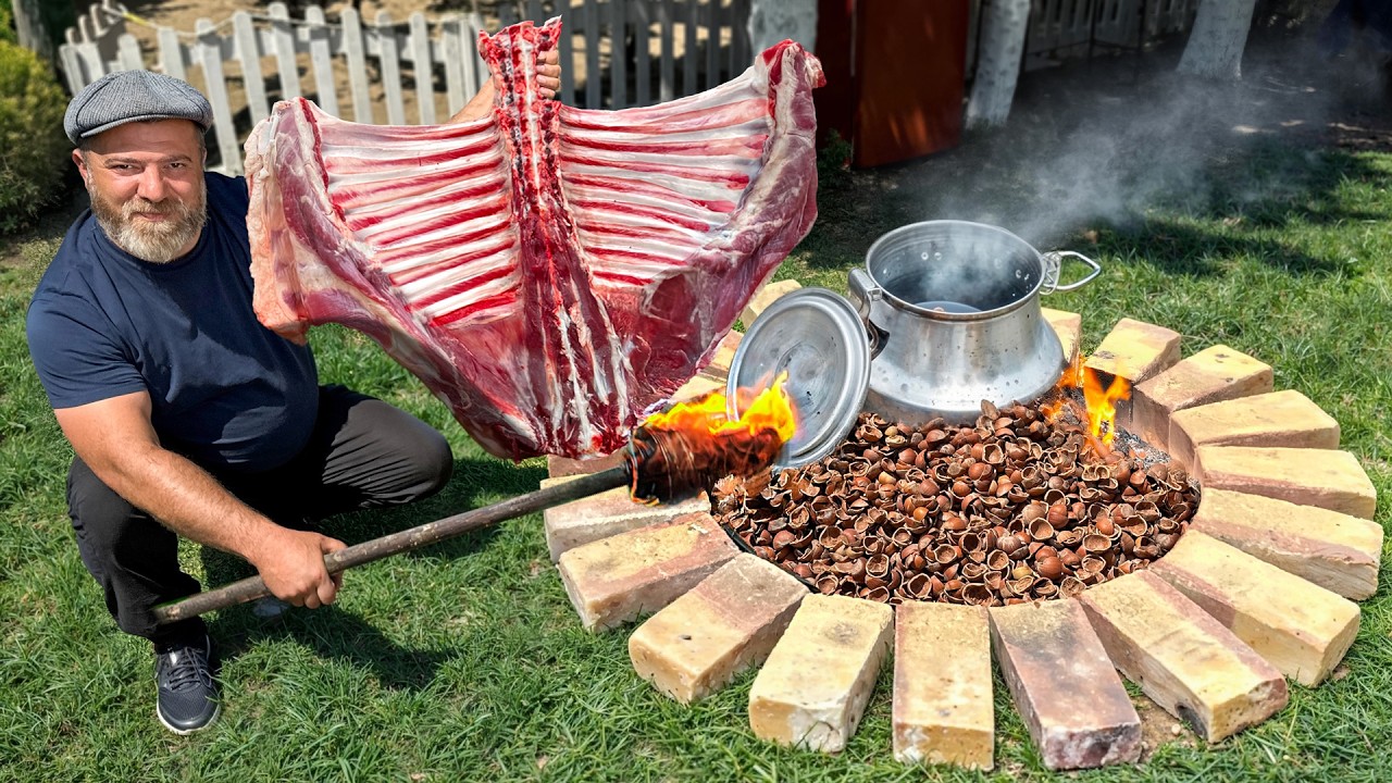 Juicy Stewed Meat Over Burning Nut Shells At Home!