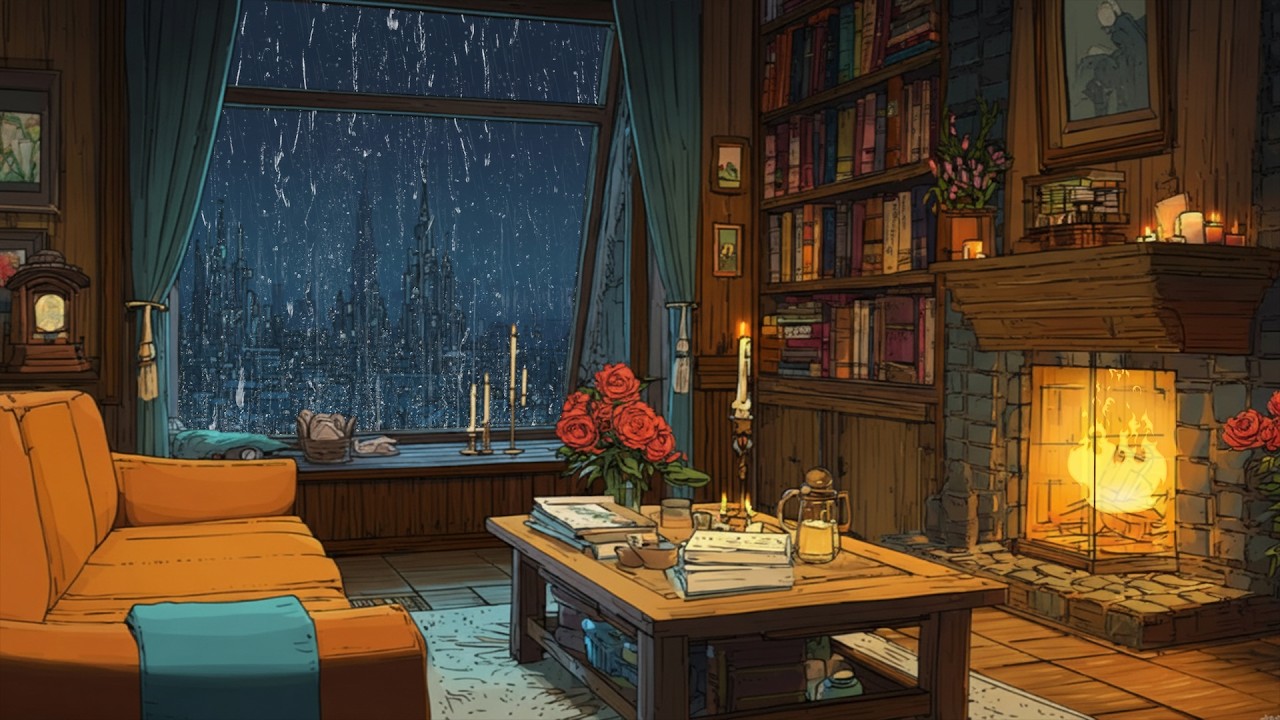 Cozy Rainy Night Fireplace 🔥 | Warm Rain and Firelight Ambience for Deep, Peaceful Rest