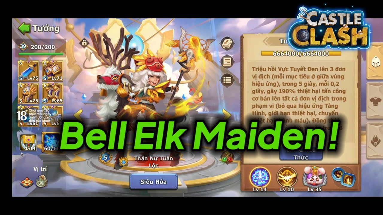 Castle Clash New Hero OP & Best Build: Bell Elk Maiden! Thần Nữ Tuần Lộc - Tướng Mới Bá Đạo!!!🥶🥶🥶