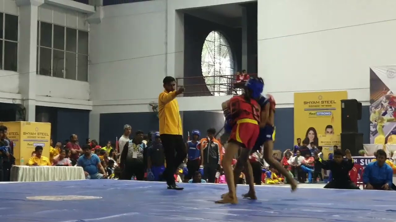 45kg boys fight. dev haryana red side .19th sub junior national wushu championship. Kolkata