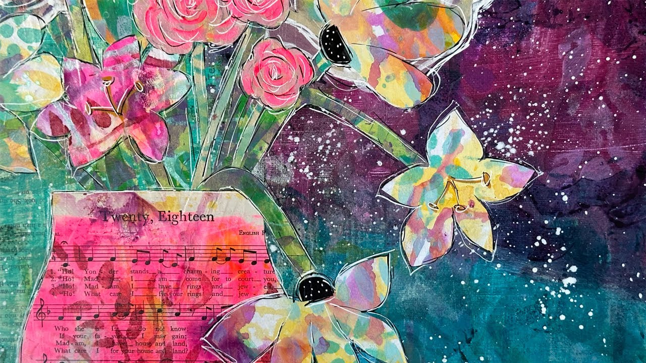 Let's Go Big - Inspired By Scrap Journal Page #inspiredbyscraps #scrapcollageoncanvas #useyourscraps