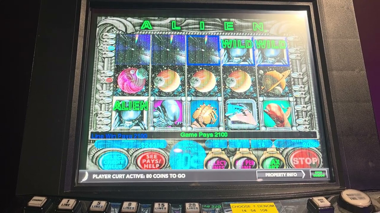 $1.40Bet,$210LINEHIT,10Cent,2LinesX7,Alien Slot