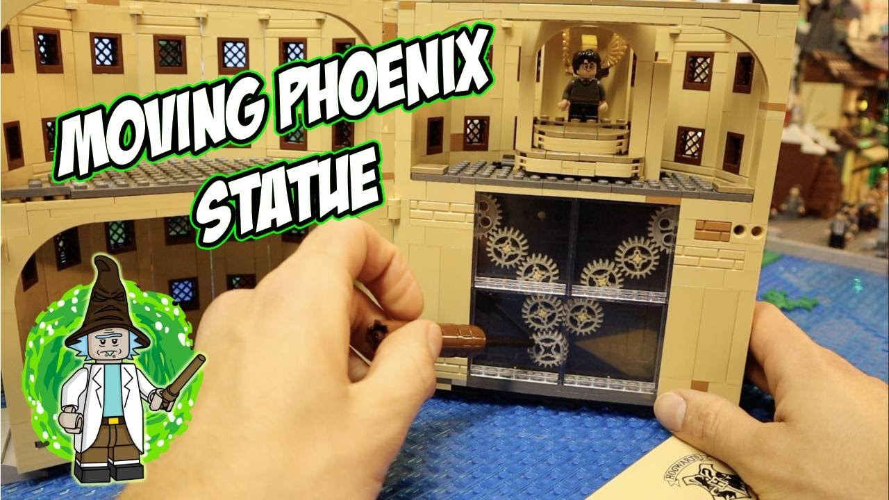 Сборка Lego Hogwarts, часть 23, Кабинет Дамблдора, Перемещение статуи Феникса