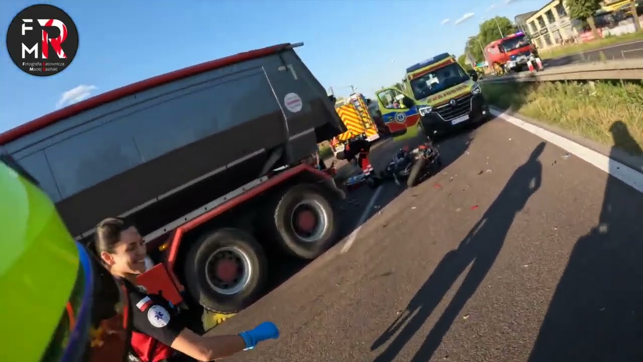 Wypadek z udziałem motocyklisty.  Ratownik 12 (opis)