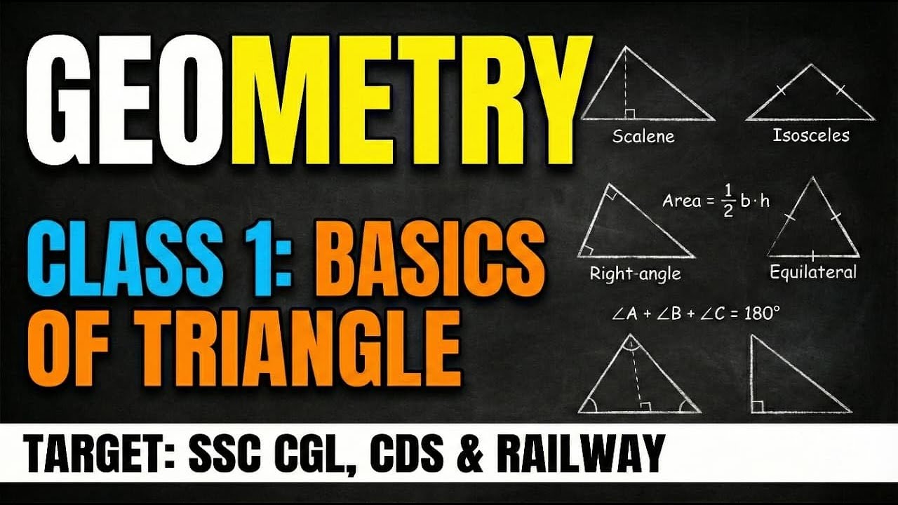GEOMETRY CLASS 1| BASIC OF TRIANGLES|#ssc #ssccgl #sscchsl #sscmaths #mathstricks #maths #railway