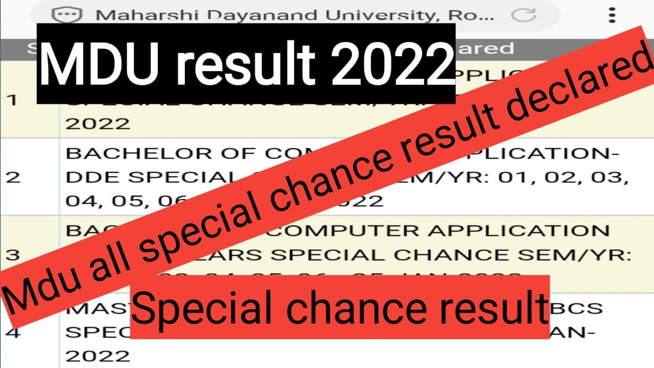 MDU special chance result 2022 | MDU special chance result | MDU special chance result kab aayega
