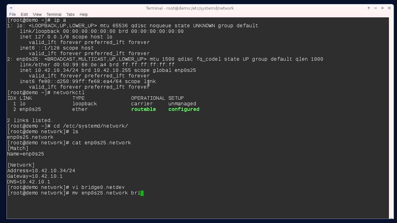 Create a Network Bridge with networkd