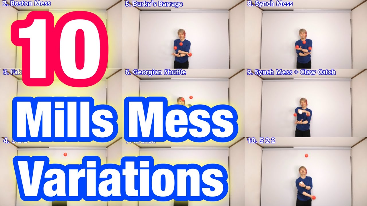 【Juggling】10 Mills Mess Variations with Slow Motion
