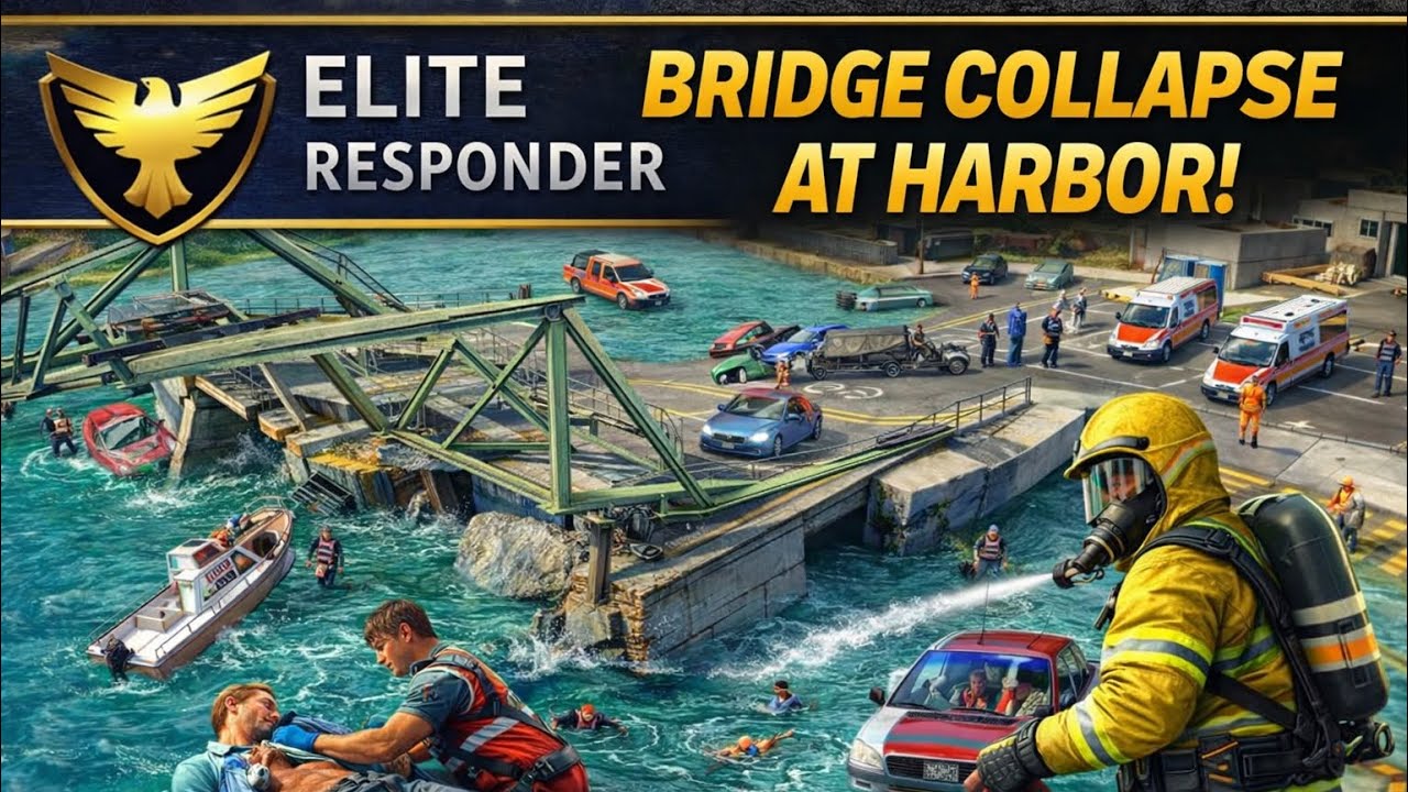 Bridge Collapse at the Harbor 🚨 | Vehicles & People Trapped in Water | Elite Responder #11