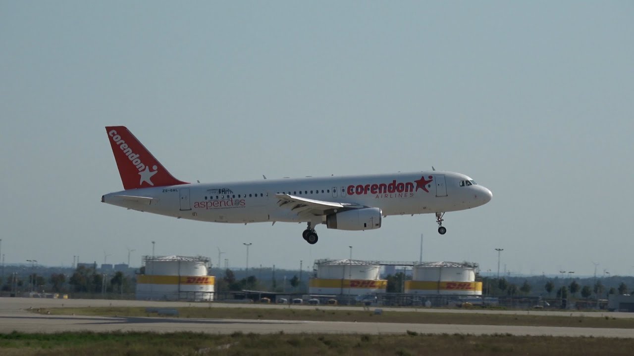 medical emergency program Airbus A320-231 ZS-GAL Corendon Airlines landing at Leipzig Halle Airport