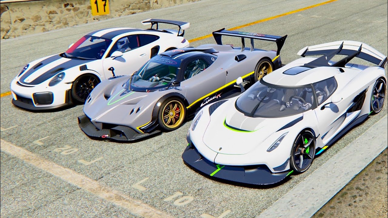 Koenigsegg Jesko vs Pagani Zonda R vs Porsche 911 GT2 RS - Highlands