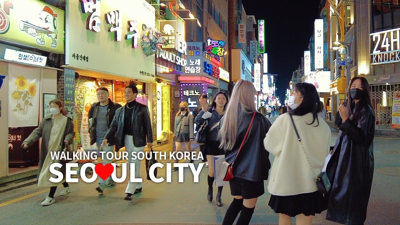 [4K] 서울 건대 맛의 거리, 화양제일 골목시장, 건대입구 저녁 거리풍경 Konkuk University Food Street, Seoul, South Korea, Travel