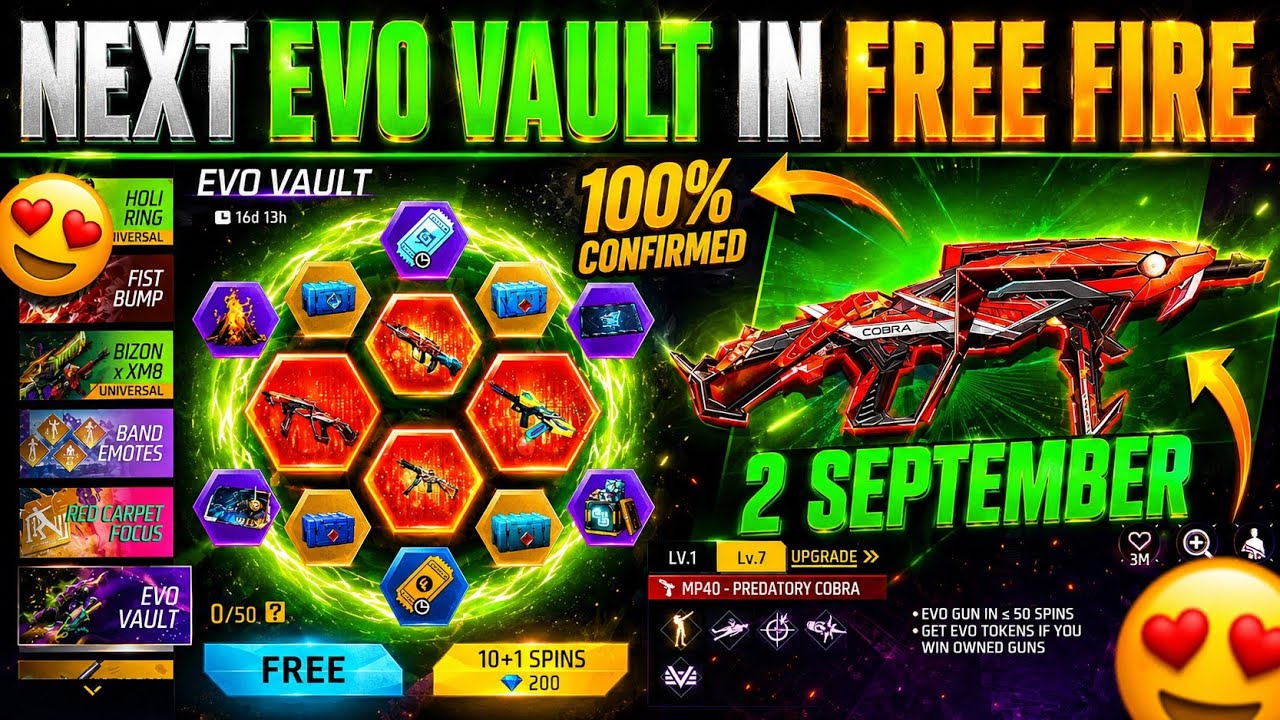100% *CONFIRM* COBRA MP40? NEXT EVO VAULT EVENT || SEPTEMBER MONTH MONTH EVO VAULT FREE FIRE 2026