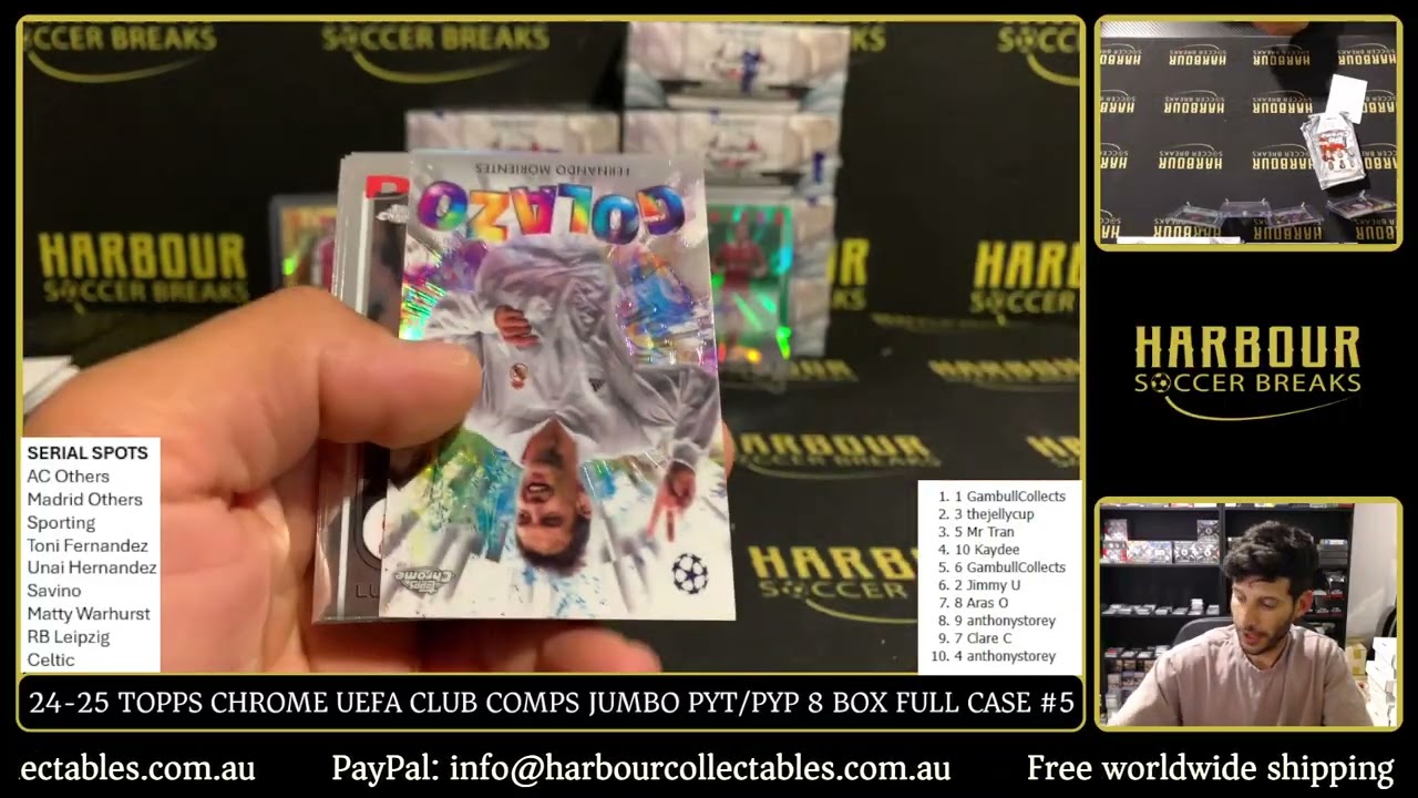 Break #5 - 24/25 Topps Chrome UEFA Club Competitions JUMBO PYT/PYP 8 Box Full Case