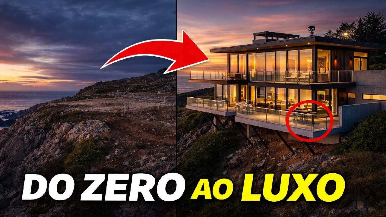 Constru&ccedil;&atilde;o de Mans&atilde;o Moderna no Penhasco | Do Terreno ao Luxo Completo (Timelapse Satisfat&oacute;rio)
