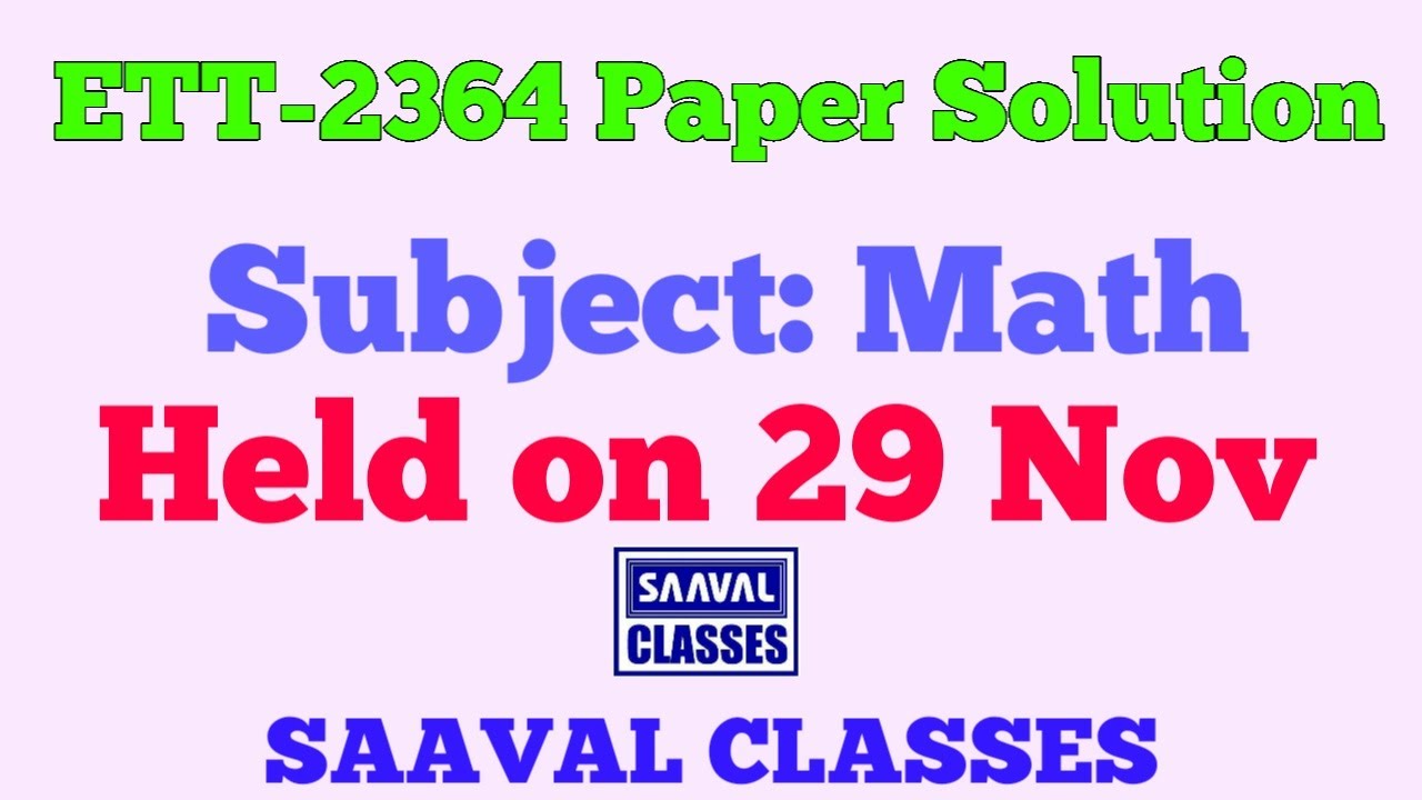 ETT 2364 Exam Solution Math