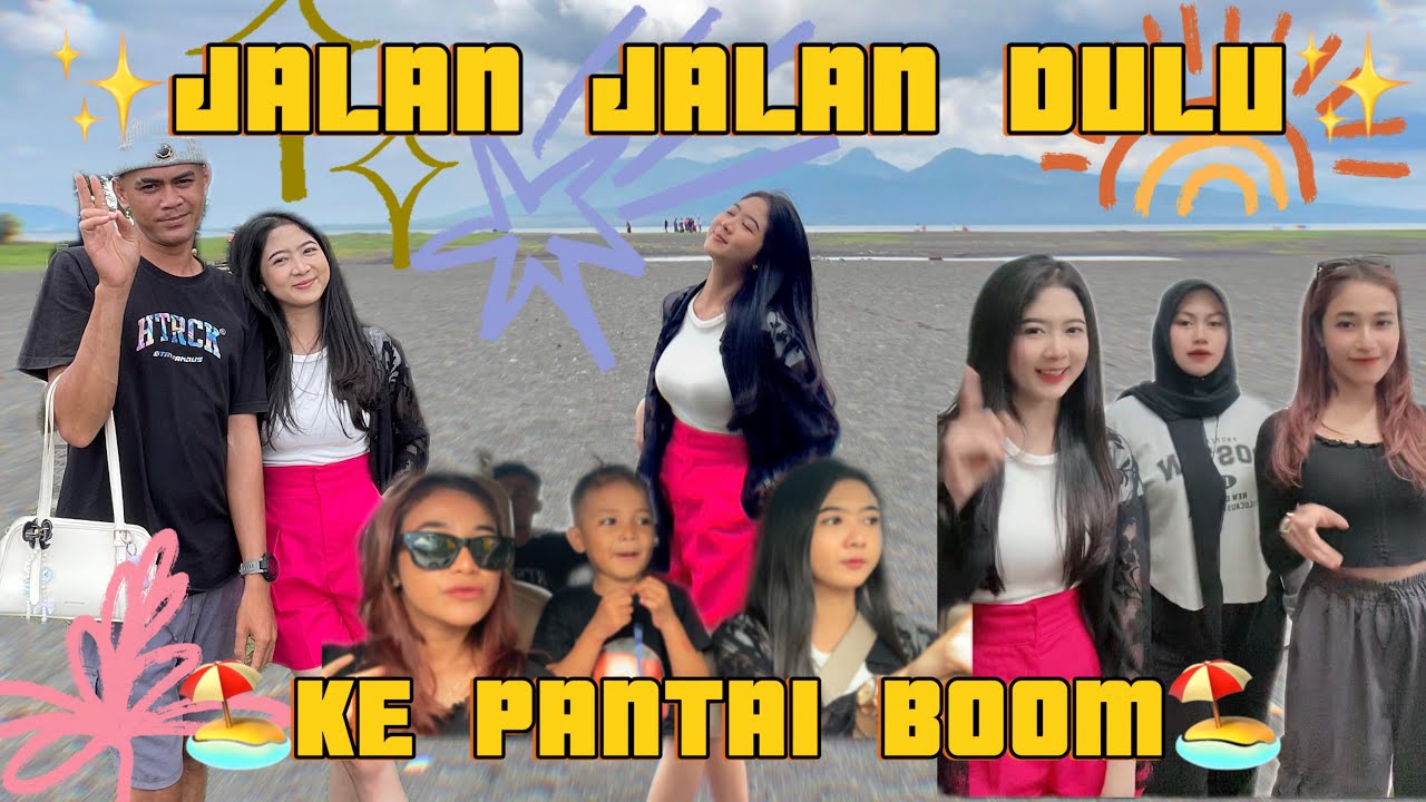 Ochi Alvira jalan jalan ke Pantai Boom🏖️ Naik mobil mobilan😎