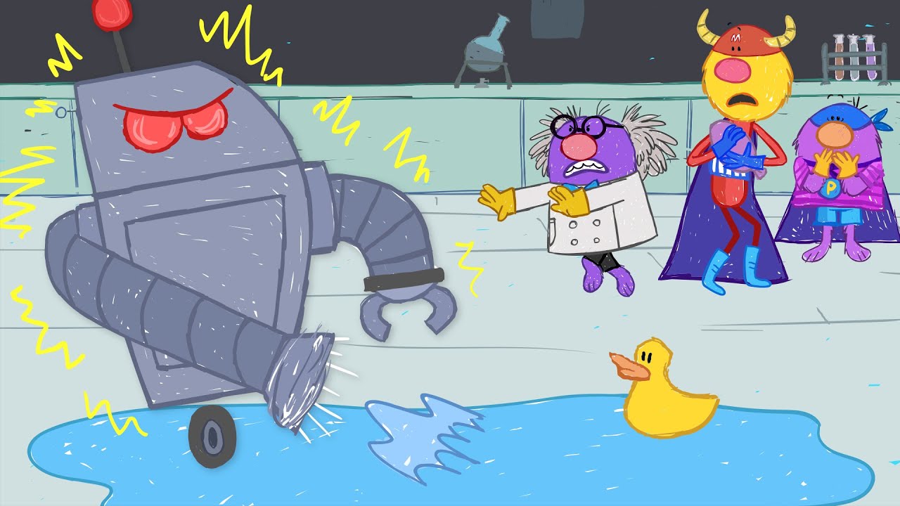 Spill Bot | Captain Monsterica And The Purple Protector | Cartoons For Kids