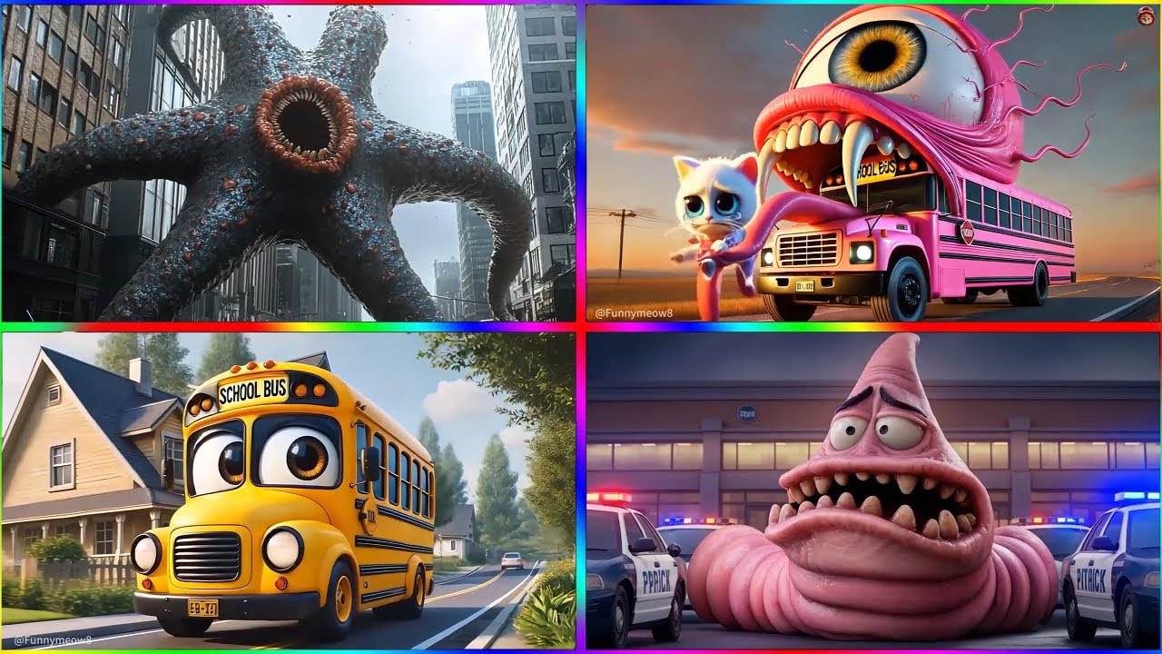 HUNGRY STAR 🆚School Bus Monster 🆚School Bus 🆚PATRICK.EXE 🎶 Tiles Hop